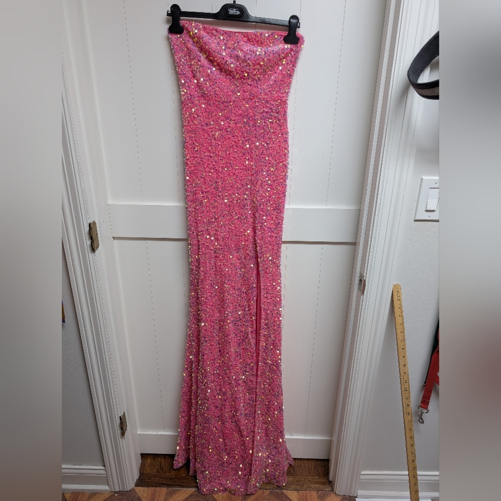 Fashion Nova Pink Strapless Sequin Dress, small - Picture 2 of 6